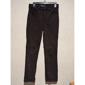 NYDJ Ankle Straight Leg Brown Jeans‎ Women's Rhinestone Embellished Pockets